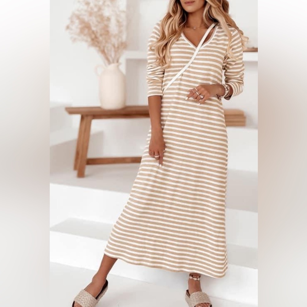 NEW• Larissa Striped Creme De La Creme Maxi Dress• XL